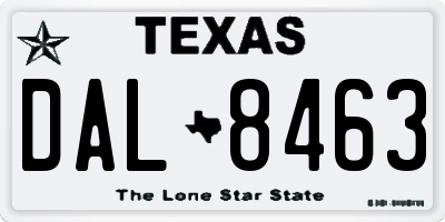 TX license plate DAL8463