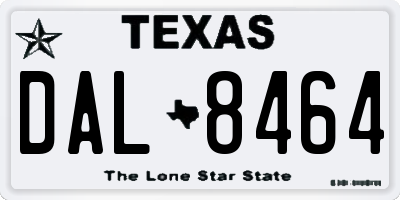 TX license plate DAL8464