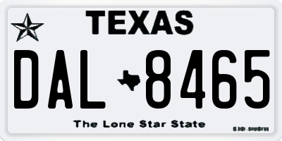 TX license plate DAL8465