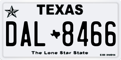 TX license plate DAL8466