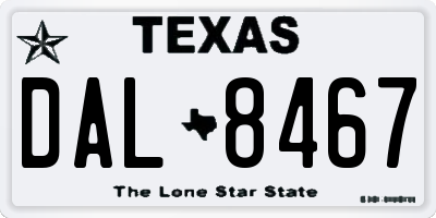 TX license plate DAL8467