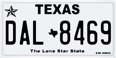 TX license plate DAL8469