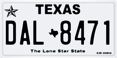 TX license plate DAL8471