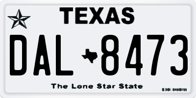 TX license plate DAL8473