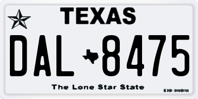 TX license plate DAL8475