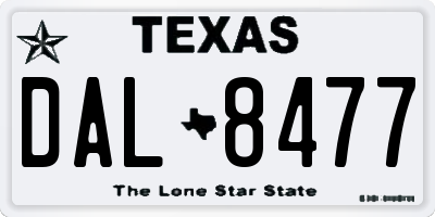 TX license plate DAL8477