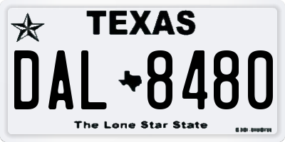 TX license plate DAL8480