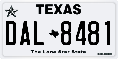 TX license plate DAL8481