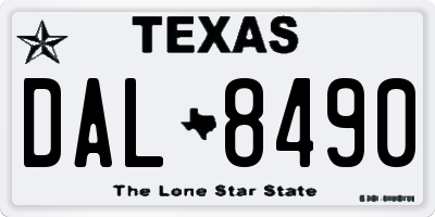 TX license plate DAL8490