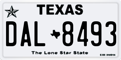 TX license plate DAL8493