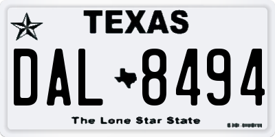 TX license plate DAL8494