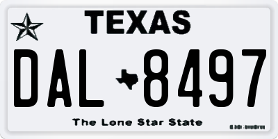 TX license plate DAL8497