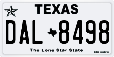 TX license plate DAL8498