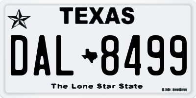 TX license plate DAL8499