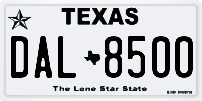 TX license plate DAL8500