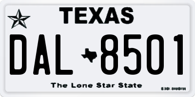 TX license plate DAL8501