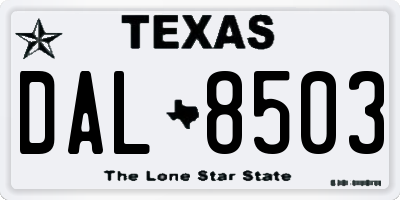 TX license plate DAL8503