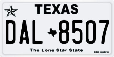 TX license plate DAL8507