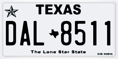TX license plate DAL8511