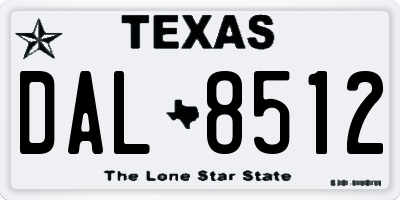 TX license plate DAL8512