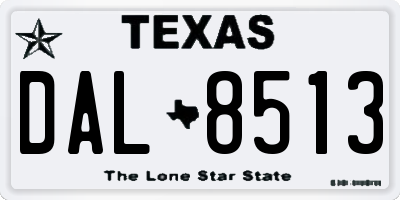 TX license plate DAL8513