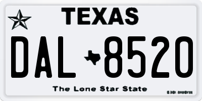 TX license plate DAL8520