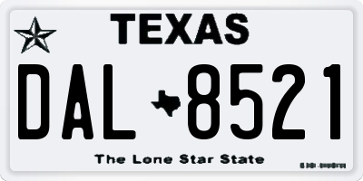 TX license plate DAL8521