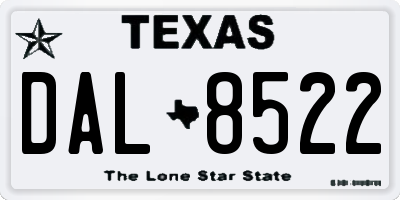 TX license plate DAL8522