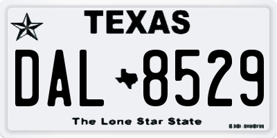 TX license plate DAL8529