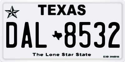 TX license plate DAL8532