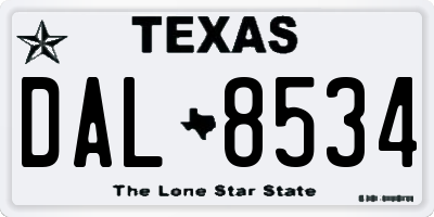 TX license plate DAL8534