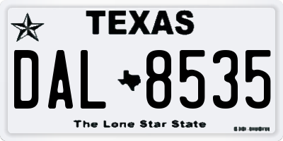 TX license plate DAL8535