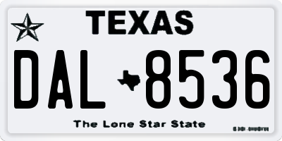 TX license plate DAL8536