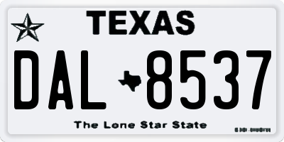 TX license plate DAL8537