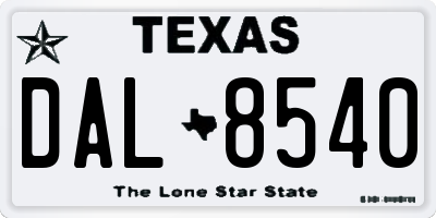 TX license plate DAL8540