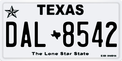 TX license plate DAL8542