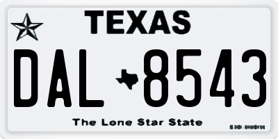 TX license plate DAL8543