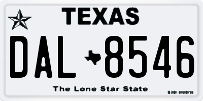 TX license plate DAL8546