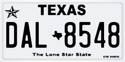TX license plate DAL8548