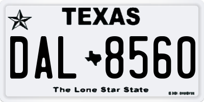 TX license plate DAL8560