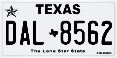 TX license plate DAL8562