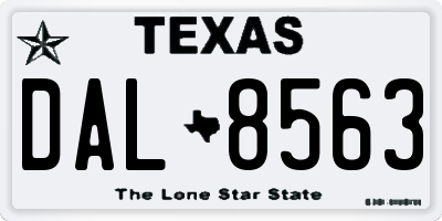 TX license plate DAL8563