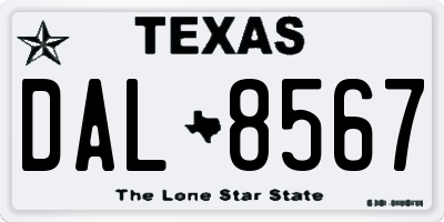 TX license plate DAL8567