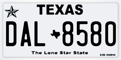 TX license plate DAL8580