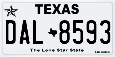 TX license plate DAL8593