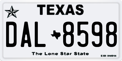 TX license plate DAL8598