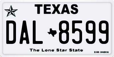 TX license plate DAL8599