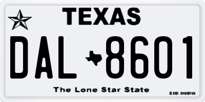 TX license plate DAL8601