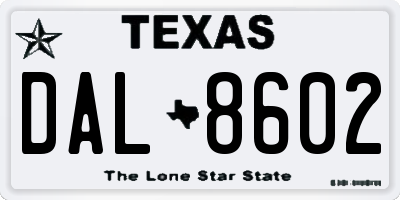 TX license plate DAL8602