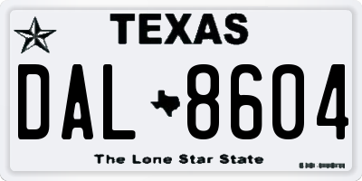 TX license plate DAL8604